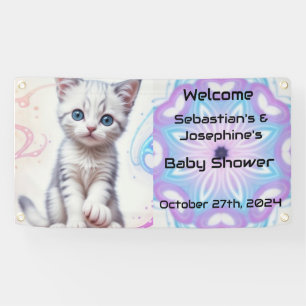 Kindergalaxie blaue Kitten, Babydusche Banner