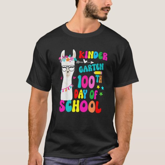 Kindergarten 100 Days Smarter No Prob Llama Teache T-Shirt (Vorderseite)