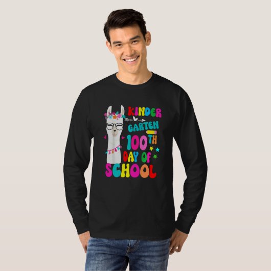 Kindergarten 100 Days Smarter No Prob Llama Teache T-Shirt (Vorne ganz)
