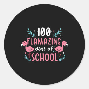 Kindergarten 100 Tage Flamingo Schullehrer K Runder Aufkleber