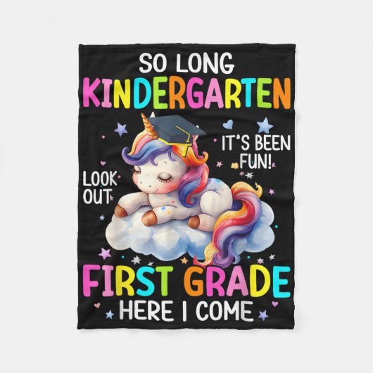 Kindergarten-Abschluss 2025 Einhorn Ki Fleecedecke (Vorderseite)