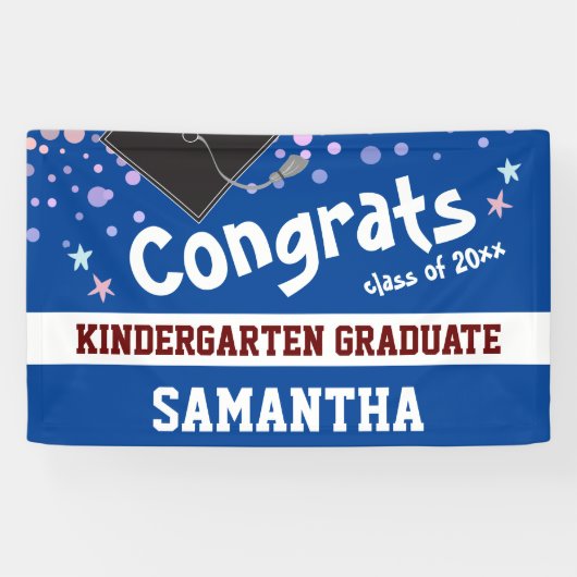 Kindergarten Abschluss blue Confetti Foto Banner (Horizontal)