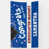Kindergarten Abschluss blue Confetti Foto Banner (Vertikal)