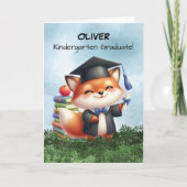 Kindergarten Abschluss Boy Fox Glückwunsch Karte (Vorderseite)