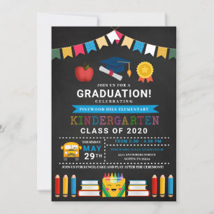 Kindergarten Abschluss Chalkboard Einladung