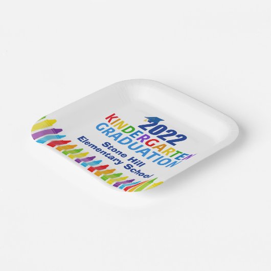 Kindergarten Abschluss Custom School Party 2022 Pappteller (Gewinkelt)