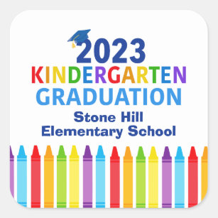 Kindergarten Abschluss Custom School Party 2023 Quadratischer Aufkleber