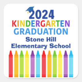 Kindergarten Abschluss Custom School Party 2024 Quadratischer Aufkleber