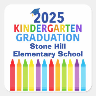 Kindergarten Abschluss Custom School Party 2025 Quadratischer Aufkleber