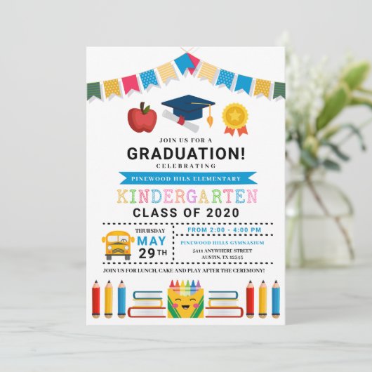 Kindergarten Abschluss Einladung (Stehend Vorderseite)