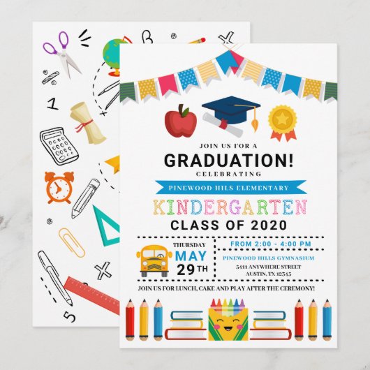 Kindergarten Abschluss Einladung (Vorne/Hinten)