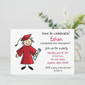 Kindergarten-Abschluss-Einladung--Junge, rot Einladung (Stehend Vorderseite)