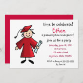 Kindergarten-Abschluss-Einladung--Junge, rot Einladung (Vorne/Hinten)