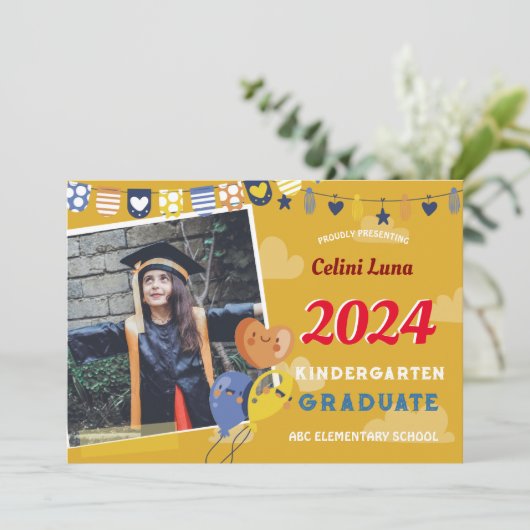 Kindergarten Abschluss Einladung mit Foto (Stehend Vorderseite)
