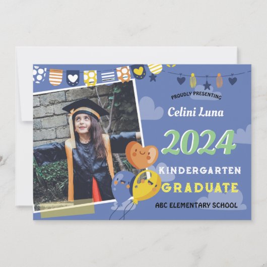 Kindergarten Abschluss Einladung mit Foto (Vorderseite)