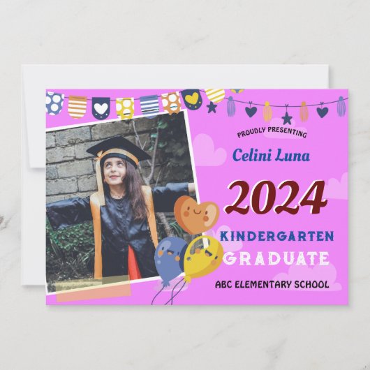Kindergarten Abschluss Einladung mit Foto (Vorderseite)
