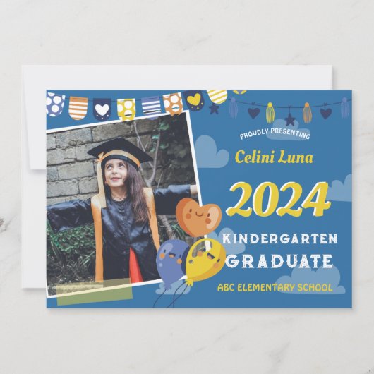 Kindergarten Abschluss Einladung mit Foto (Vorderseite)