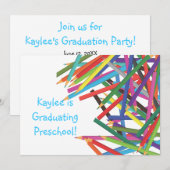 Kindergarten Abschluss Farbige Stifte Einladung (Vorne/Hinten)