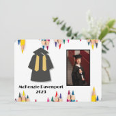 Kindergarten Abschluss Farbige Stifte Fotos hinzuf Einladung (Stehend Vorderseite)