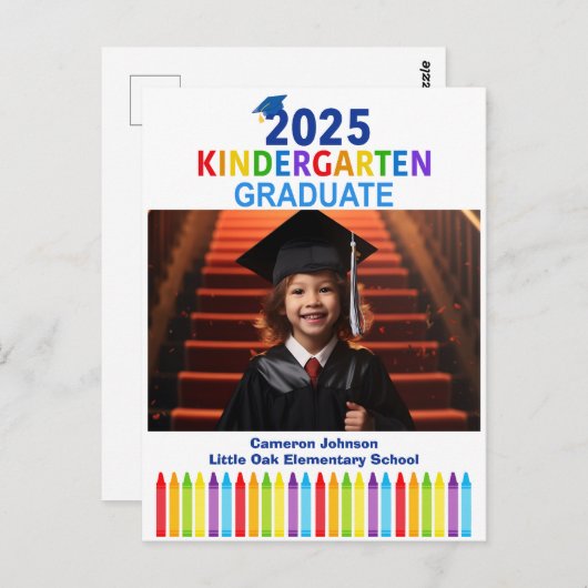 Kindergarten Abschluss Foto Custom Graduate 2025 Postkarte (Vorne/Hinten)