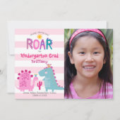Kindergarten Abschluss Foto Dinosaurier Girl Niedl Einladung (Vorderseite)