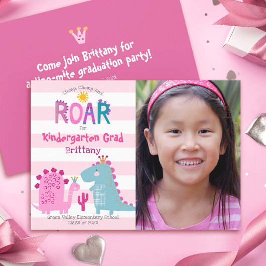Kindergarten Abschluss Foto Dinosaurier Girl Niedl Einladung