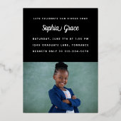 Kindergarten Abschluss Foto Kinder Gold Folieneinladung (Rückseite)