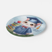 Kindergarten Abschluss Girl Cat Herzlichen Glückwu Pappteller (Schrägansicht)