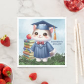 Kindergarten Abschluss Girl Cat Herzlichen Glückwu Serviette (Beispiel)