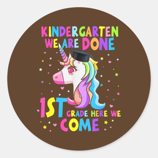Kindergarten Abschluss Magical Unicorn Boys Runder Aufkleber (Vorderseite)