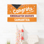 Kindergarten Abschluss Orange Confetti Foto Banner (Insitu)