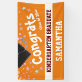 Kindergarten Abschluss Orange Confetti Foto Banner (Vertikal)