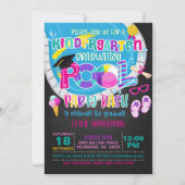 Kindergarten Abschluss Pool Party - Girl Blk Einladung (Vorderseite)