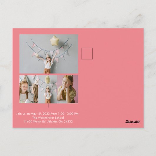 Kindergarten Abschluss Postkarte 5 Fotos (Rückseite)