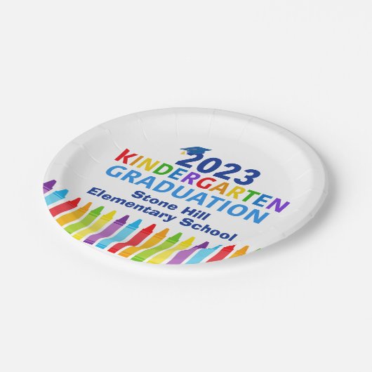 Kindergarten Abschluss School Custom Party 2023 Pappteller (Schrägansicht)
