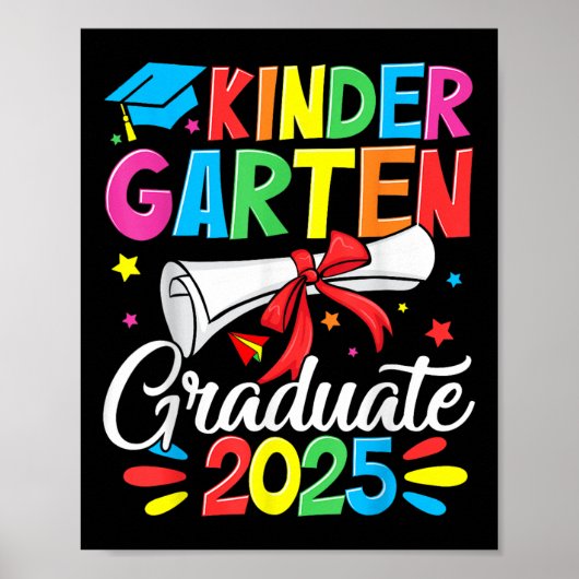 Kindergarten Abschluss Shirt 2025 Kindermädchen Poster (Vorne)