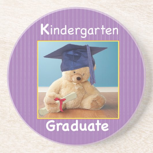 Kindergarten Abschluss Teddy Bear auf Lila Getränkeuntersetzer (Vorne)