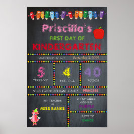 Kindergarten am ersten Tag, kleine Größe, Chalkboa Poster