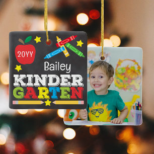 Kindergarten Andenken Kreide Bunte Kinder Foto Keramikornament