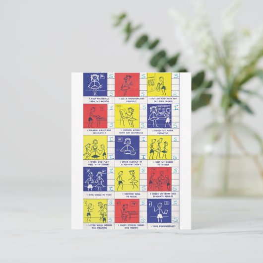 Kindergarten-Berichtskarte Postkarte (Stehend Vorderseite)