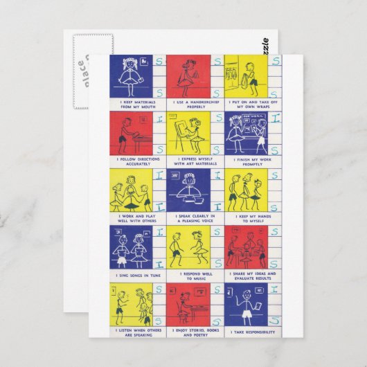 Kindergarten-Berichtskarte Postkarte (Vorne/Hinten)