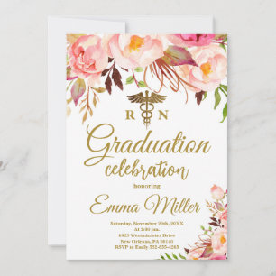 Kindergarten Boho Floral und Gold Abschluss Einladung