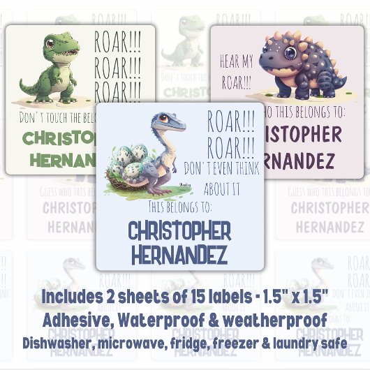 Kindergarten Boy Dinos Funny School Labels Etiketten