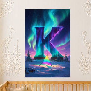 Kindergarten Buchstabe K Name Nordlichter Drachen Poster
