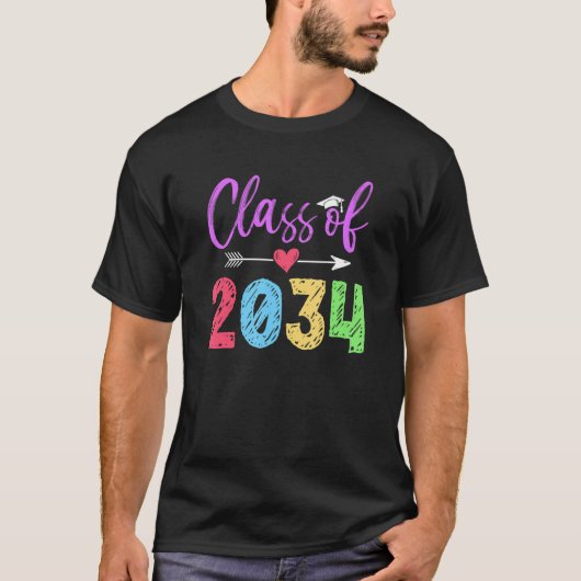 Kindergarten Class Of 2034 Graduation First Day Of T-Shirt (Vorderseite)
