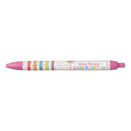 Kindergarten Crayon Colors Hearts Stripe Butterfly Kugelschreiber (Vorderseite)