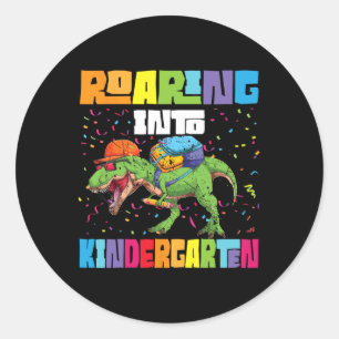 Kindergarten Dinosaurier kehren zurück in die Schu Runder Aufkleber