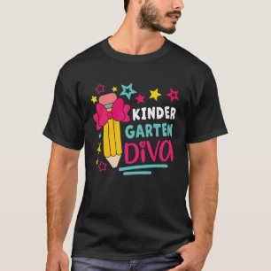 Kindergarten Diva Mädchen Süße Verbeugung Schüler T-Shirt