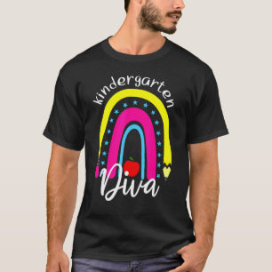 Kindergarten Diva Regenbogen Lehrer Schüler Zurück T-Shirt