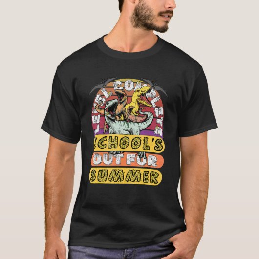 Kindergarten-Ebene zerkleinert Dinosaurier Scho T-Shirt (Vorderseite)